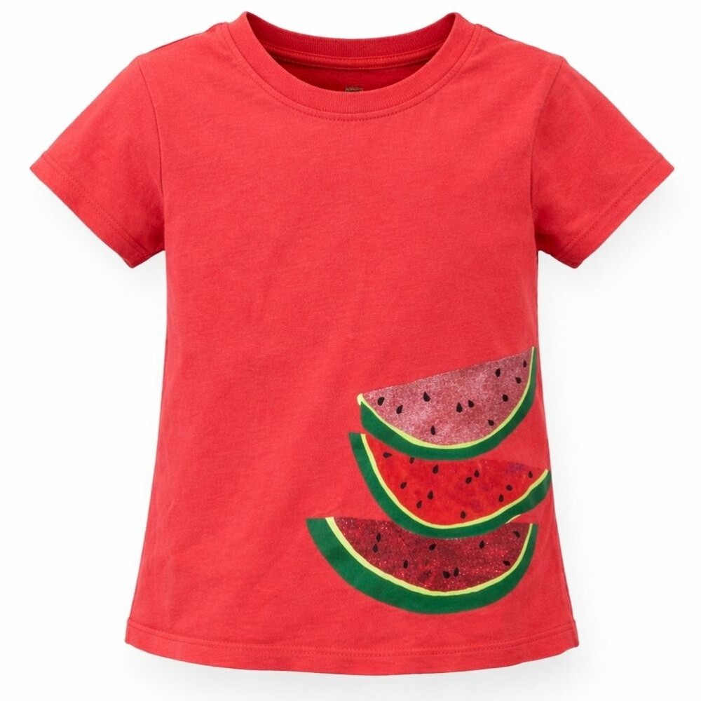 Hanna Andersson Red Watermelon Glitter Cotton Tshirt Kids Girls Size 120 6 7